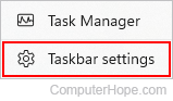 win11 taskbar settings selector