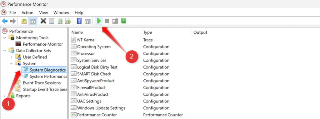 5 generating a system diagnostic report in performance monitor on windows