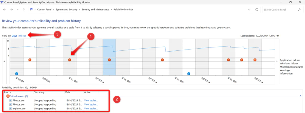 7 checking the reliability history in control panel on windows