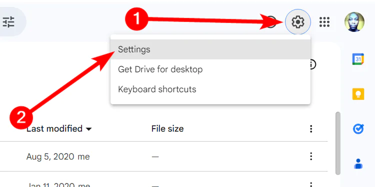 settings google drive