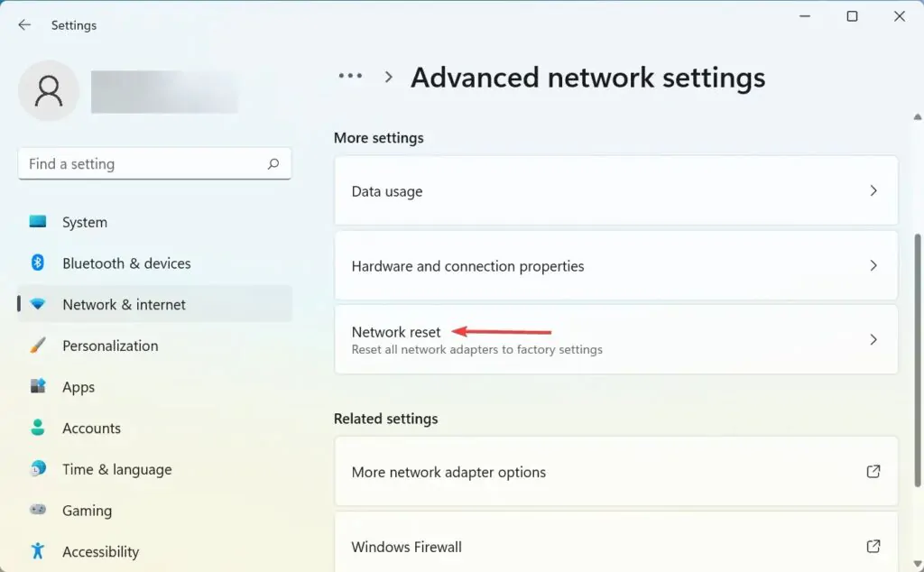 Network reset